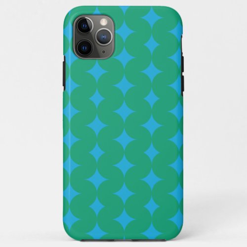 Mid Century Mod Geometric Pattern _ Green and Blue iPhone 11 Pro Max Case
