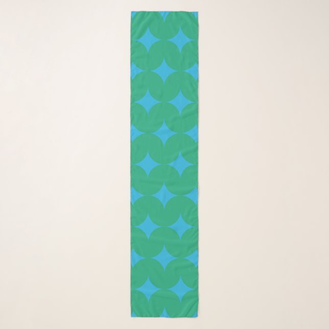 Mid Century Mod Geometric Pattern - Green and Blue Scarf (Front)