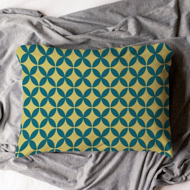 Mid-Century Mod Geometric Retro Modern Blue Green Pillow Case (Mid Mod Pillowcase)