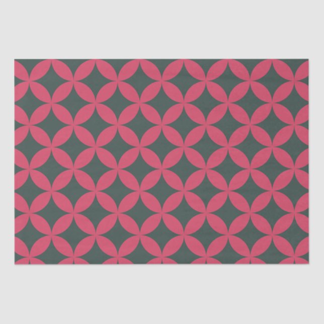 Mid-Century Mod Geometric Retro Modern Bright Pink Tissue Paper (Front)