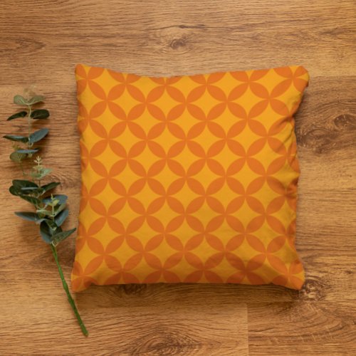 Mid_Century Mod Geometric Retro Modern Orange Sun Throw Pillow