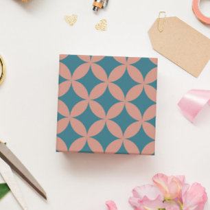 Mid-Century Mod Geometric Retro Modern Peach Blue Wrapping Paper