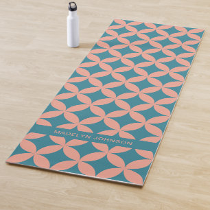 Mid-Century Mod Geometric Retro Modern Peach Blue Yoga Mat