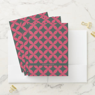 Mid-Century Mod Geometric Retro Modern Pink & Fir Pocket Folder