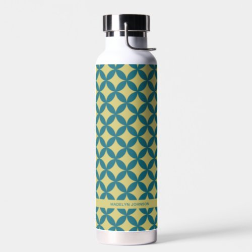 Mid_Century Mod Geometric Retro Modern Teal Green Water Bottle