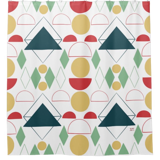 Mid Century Mod Geometric  Shower Curtain (Front)