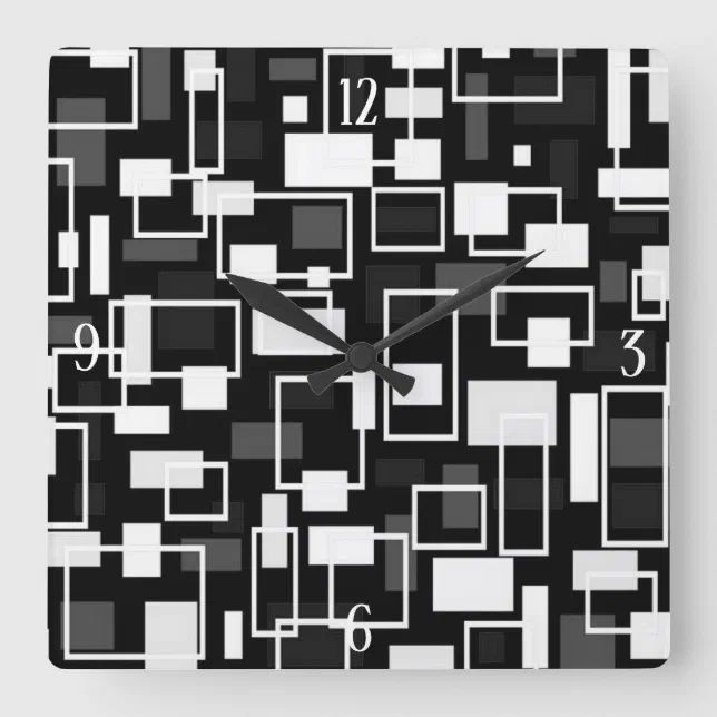 Mid Century Mod Geometric Square Wall Clock Zazzle