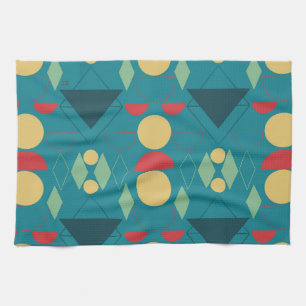 Mid Century Mod Geometric Turquoise Kitchen Towel