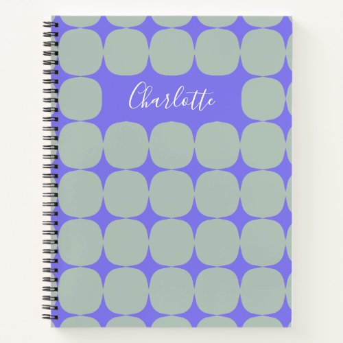Mid Century Mod in Sage and Purple Personalized  Notebook