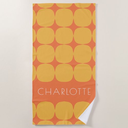 Mid Century Mod in Yellow and Orange Personalized Beach Towel