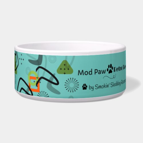 Mid Century Mod Inspired Retro Ceramic Pet Bowl