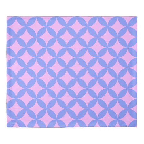 Mid Century Mod Pattern in Pink and Periwinkle Duvet Cover