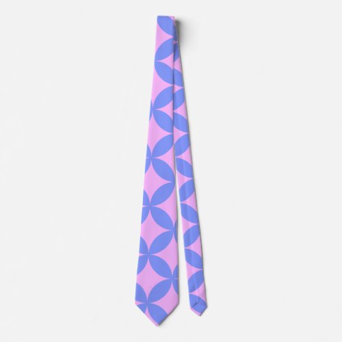 Mid Century Mod Pattern in Pink and Periwinkle Neck Tie