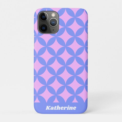 Mid Century Mod Pattern Pink Purple Personalized iPhone 11 Pro Case