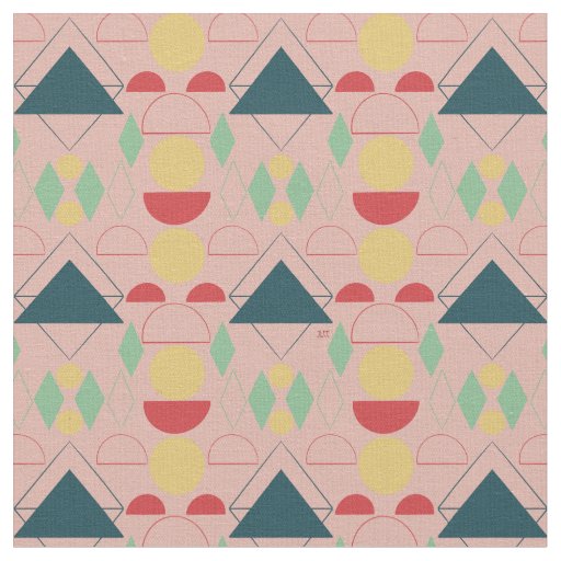 Mid Century Mod Pink Geometric Fabric