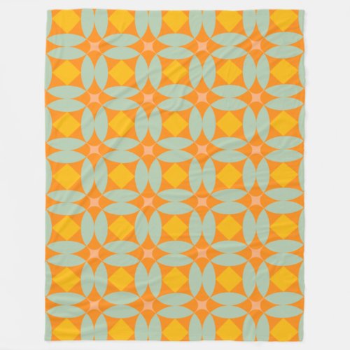 Mid Century Mod Quilt Tiles Pattern Retro Pastels Fleece Blanket