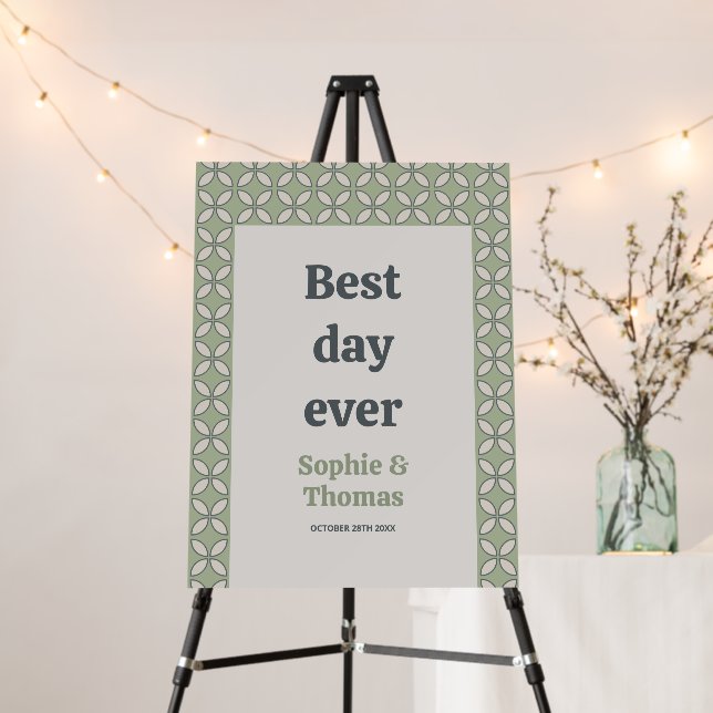 Mid Century Mod Retro Wedding Best Day Ever Foam Board (In Situ (Stand))