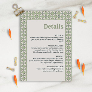 Mid Century Mod Retro Wedding Details Olive Green Enclosure Card