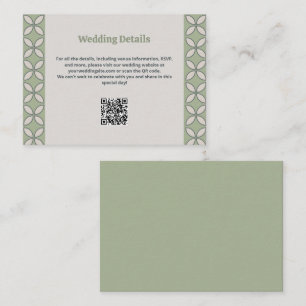 Mid Century Mod Retro Wedding Olive Green Enclosure Card