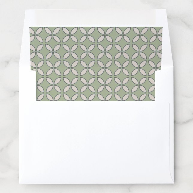 Mid Century Mod Retro Wedding Olive Green Envelope Liner (In Envelope)
