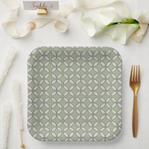 Mid Century Mod Retro Wedding Olive Green Paper Plates
