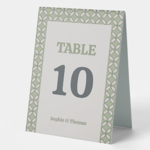 Mid Century Mod Retro Wedding Olive Green Table Tent