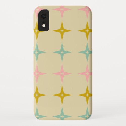 Mid Century Mod Stars in Vintage Colors iPhone XR Case