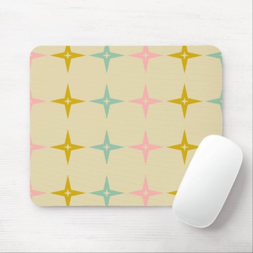 Mid Century Mod Stars in Vintage Colors Mouse Pad