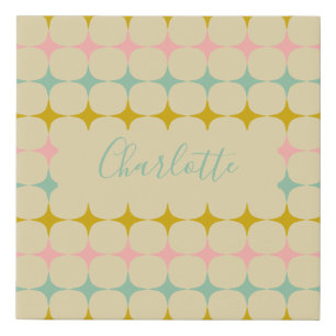 Mid Century Mod Stars   Vintage Color Personalized Faux Canvas Print