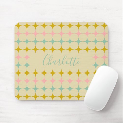 Mid Century Mod Stars  Vintage Color Personalized Mouse Pad