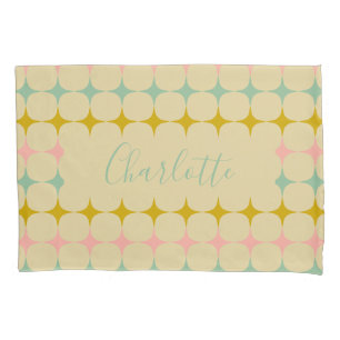 Mid Century Mod Stars Vintage Color Personalized Pillow Case