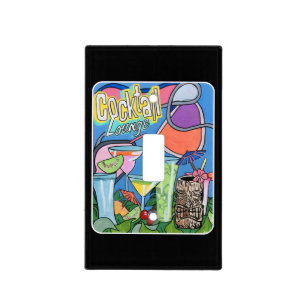 Mid Century Mod Tropical Tiki Lounge painting on a Light Switch Cover
