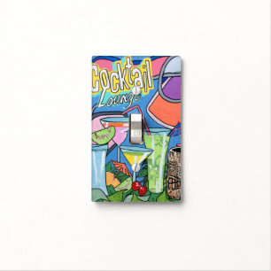 Mid Century Mod Tropical Tiki Lounge painting on a Light Switch Cover