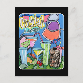 'Mid Century Mod Tropical Tiki Lounge' painting on Postcard