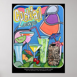 'Mid Century Mod Tropical Tiki Lounge' painting on Poster