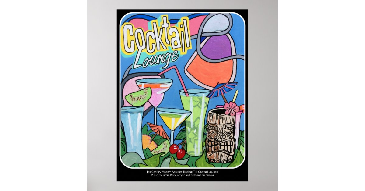 Mid Century Mod Tropical Tiki Lounge Painting On Poster Zazzle
