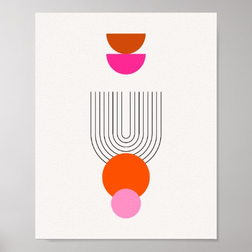 Mid Century Modern 03 Abstract Arch Pink Orange Poster