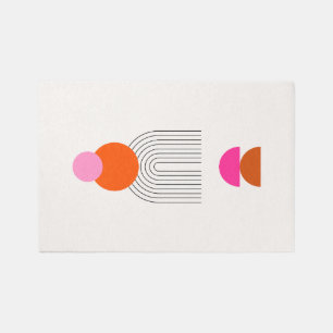Mid Century Modern 03 Abstract Arch Pink Orange Rug