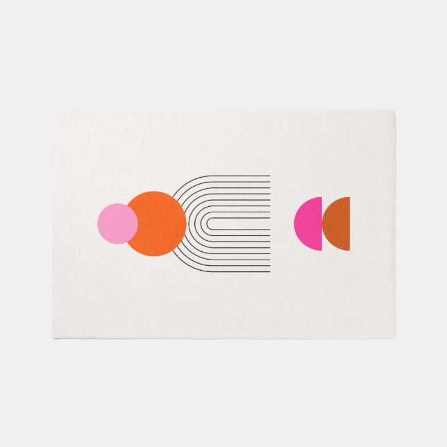 Mid Century Modern 03 Abstract Arch Pink Orange Rug (Front)