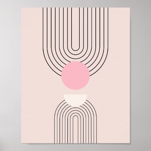 Mid Century Modern 06 Blush Pink Boho Arch Poster