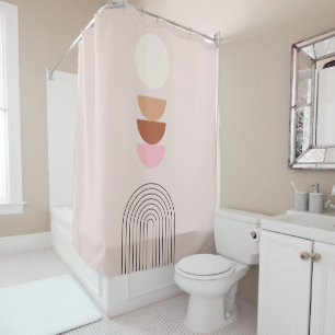 Mid Century Modern 08 Arch Blush Pink Shower Curtain