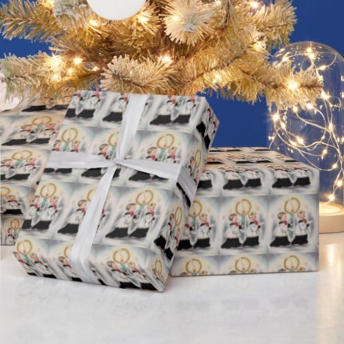 Mid Century Modern 1950s Era Christmas Alter Boys Wrapping Paper