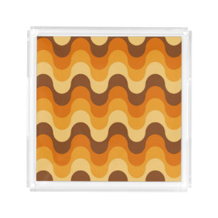 Mid Century Modern 1970s Wavy Stripe Pattern Acrylic Tray