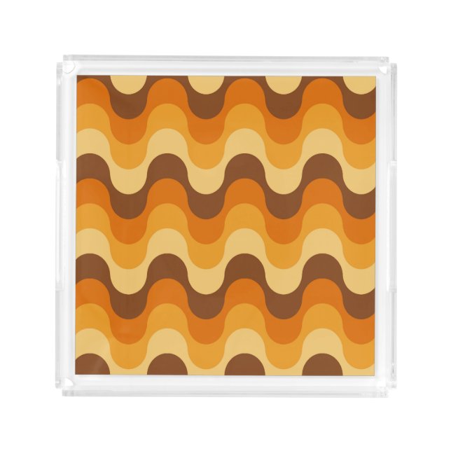 Mid Century Modern 1970s Wavy Stripe Pattern Acrylic Tray (Front)