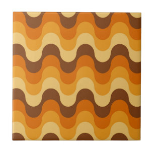 Mid Century Modern 1970s Wavy Stripe Pattern Ceramic Tile