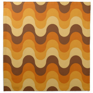 Mid Century Modern 1970s Wavy Stripe Pattern Cloth Napkin