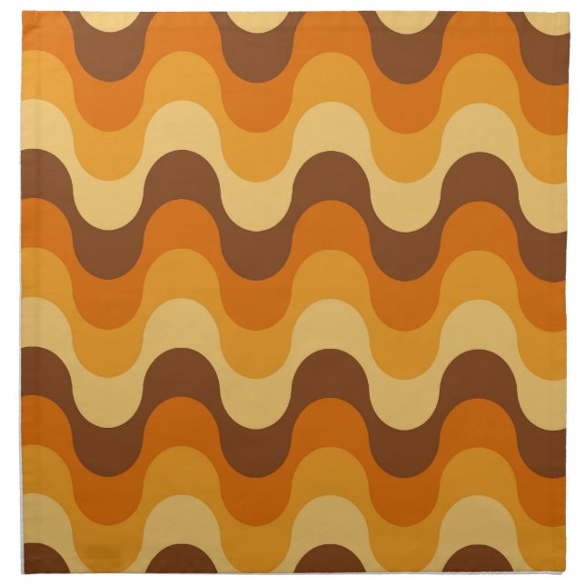 Mid Century Modern 1970s Wavy Stripe Pattern Cloth Napkin (Front)