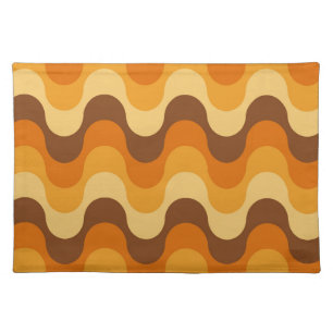 Mid Century Modern 1970s Wavy Stripe Pattern Cloth Placemat