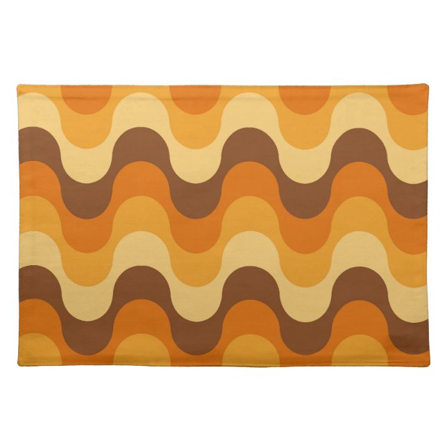Mid Century Modern 1970s Wavy Stripe Pattern Cloth Placemat (Front)