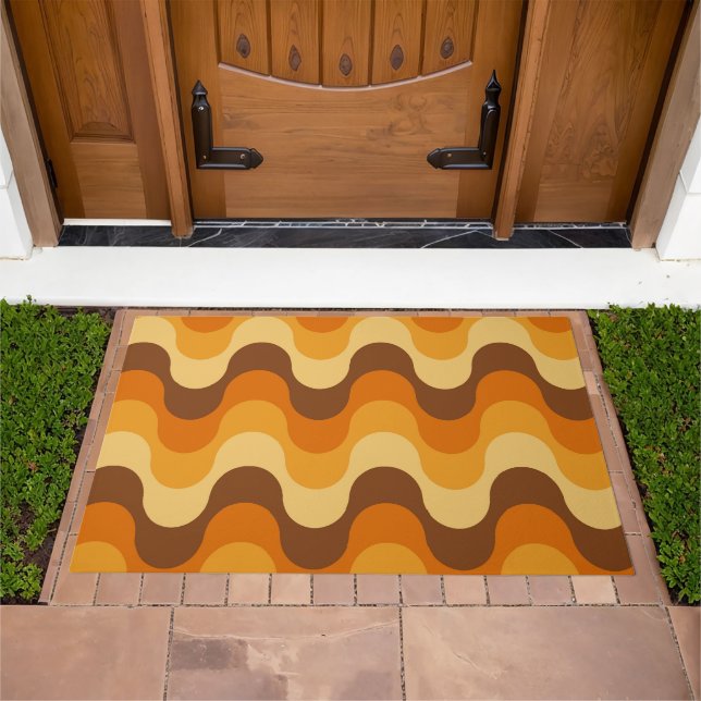 Mid Century Modern 1970s Wavy Stripe Pattern Doormat (Outdoor)